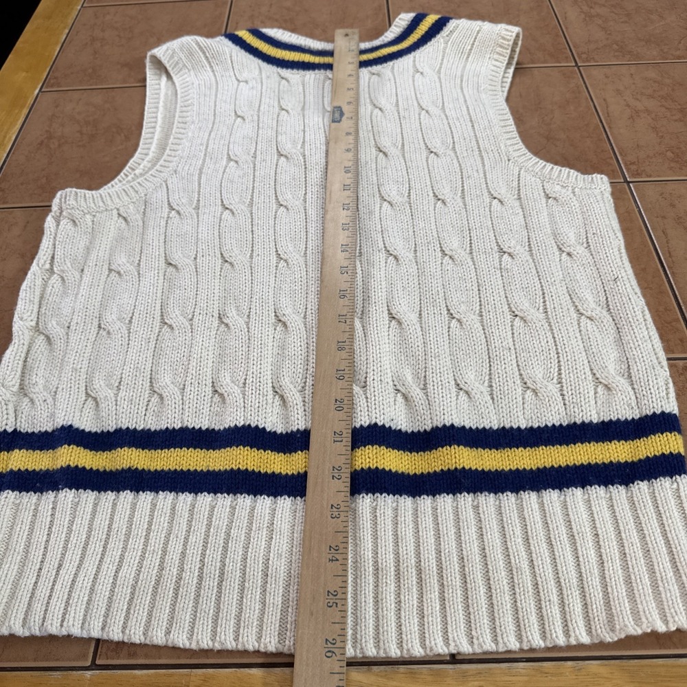 Polo Ralph Lauren Cricket Sweater Vest Sz L Mens Beige Linen Cashmere Cable Knit - Picture 5 of 5